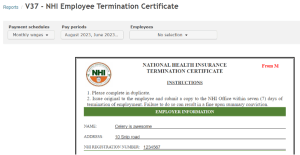 BVI report V37 - NHI Employee Termination Certificate