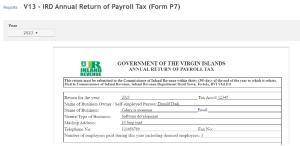 BVI report V13 - IRD Annual Return of Payroll Tax (Form P7)